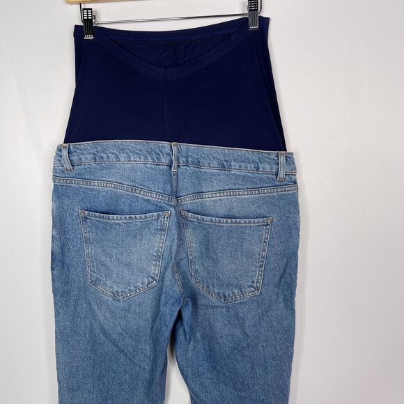 ASOS Design Maternity US 4 Over The Belly Jeans Slim Straight Leg Ripped Knee - Picture 7 of 9